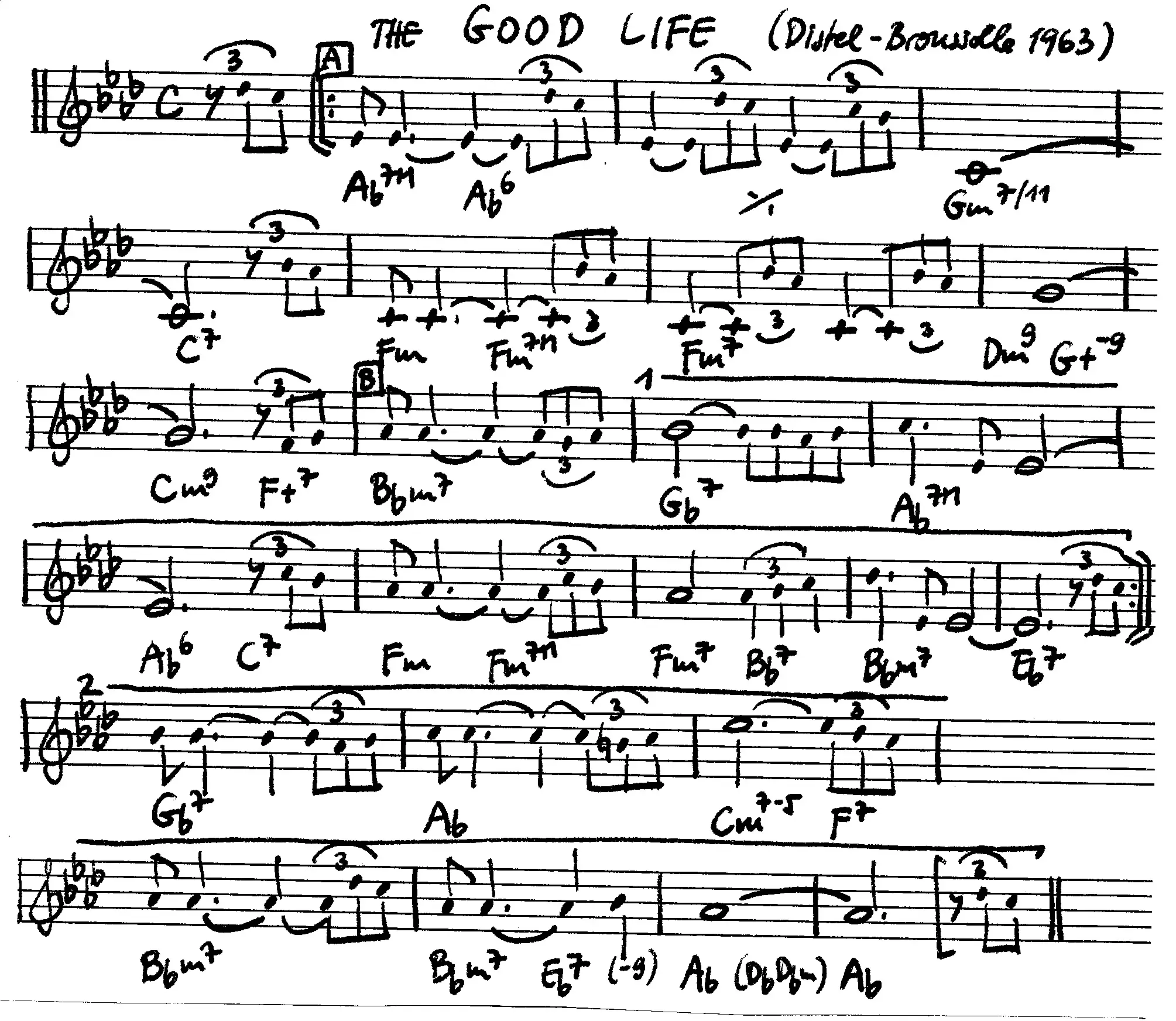 the good life free jazz leadsheet - Courtesy of the Jungle Jazz Band